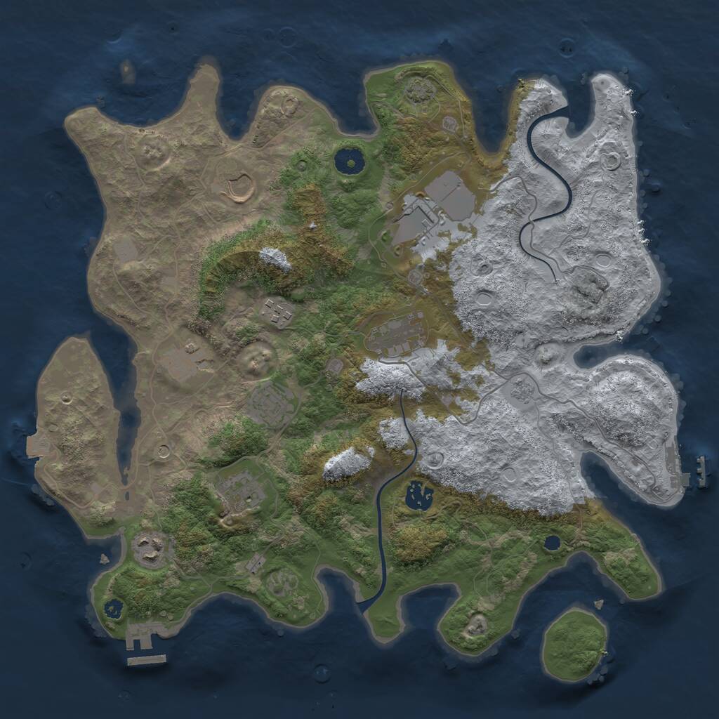 Rust Map: Procedural Map, Size: 3750, Seed: 496843790, 15 Monuments