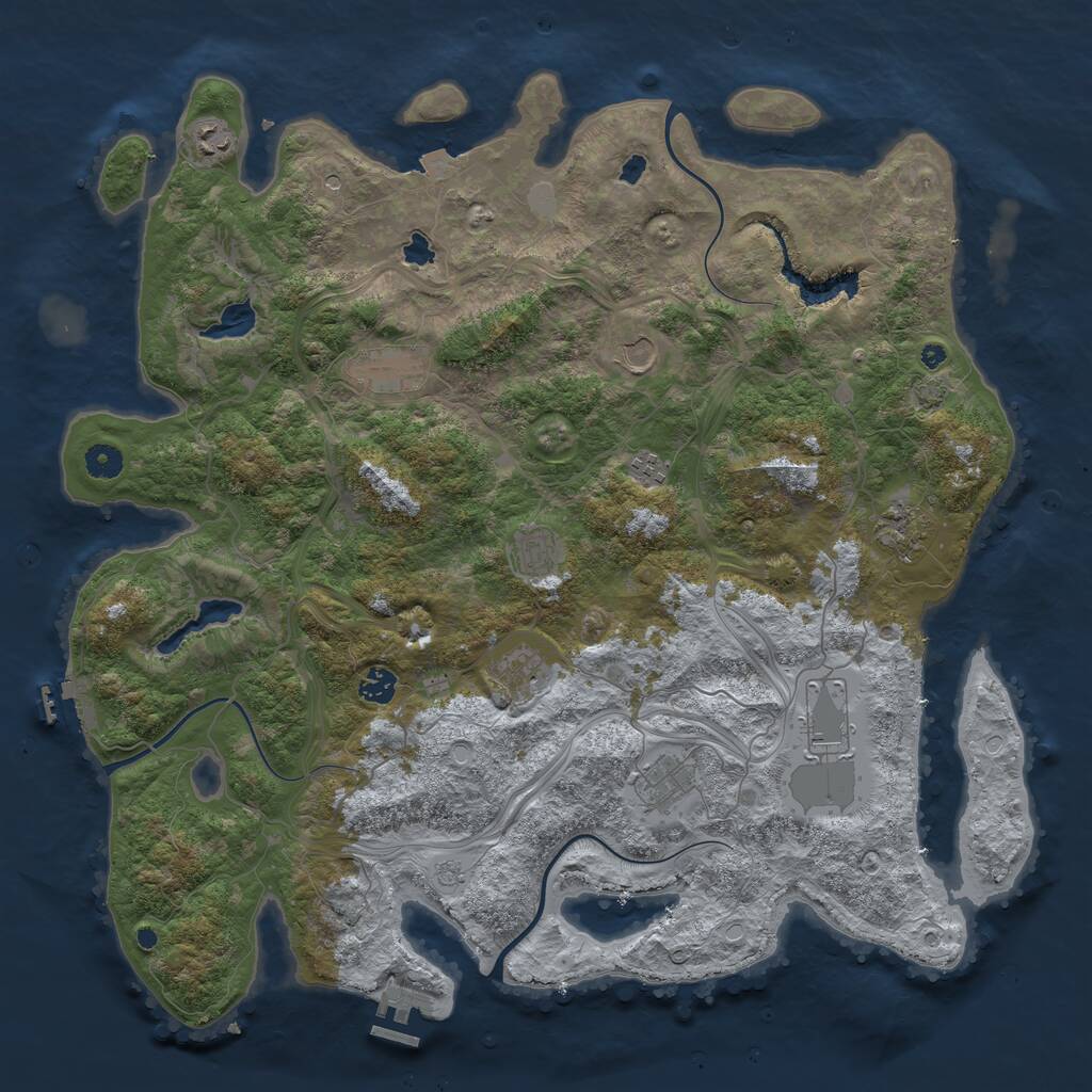 Rust Map: Procedural Map, Size: 4500, Seed: 365786032, 16 Monuments