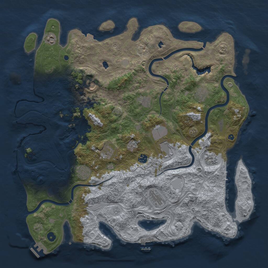 Rust Map: Procedural Map, Size: 4500, Seed: 365786032, 17 Monuments