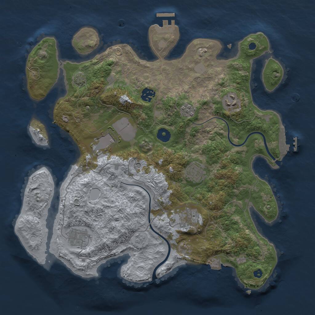 Rust Map: Procedural Map, Size: 3500, Seed: 1148764099, 13 Monuments