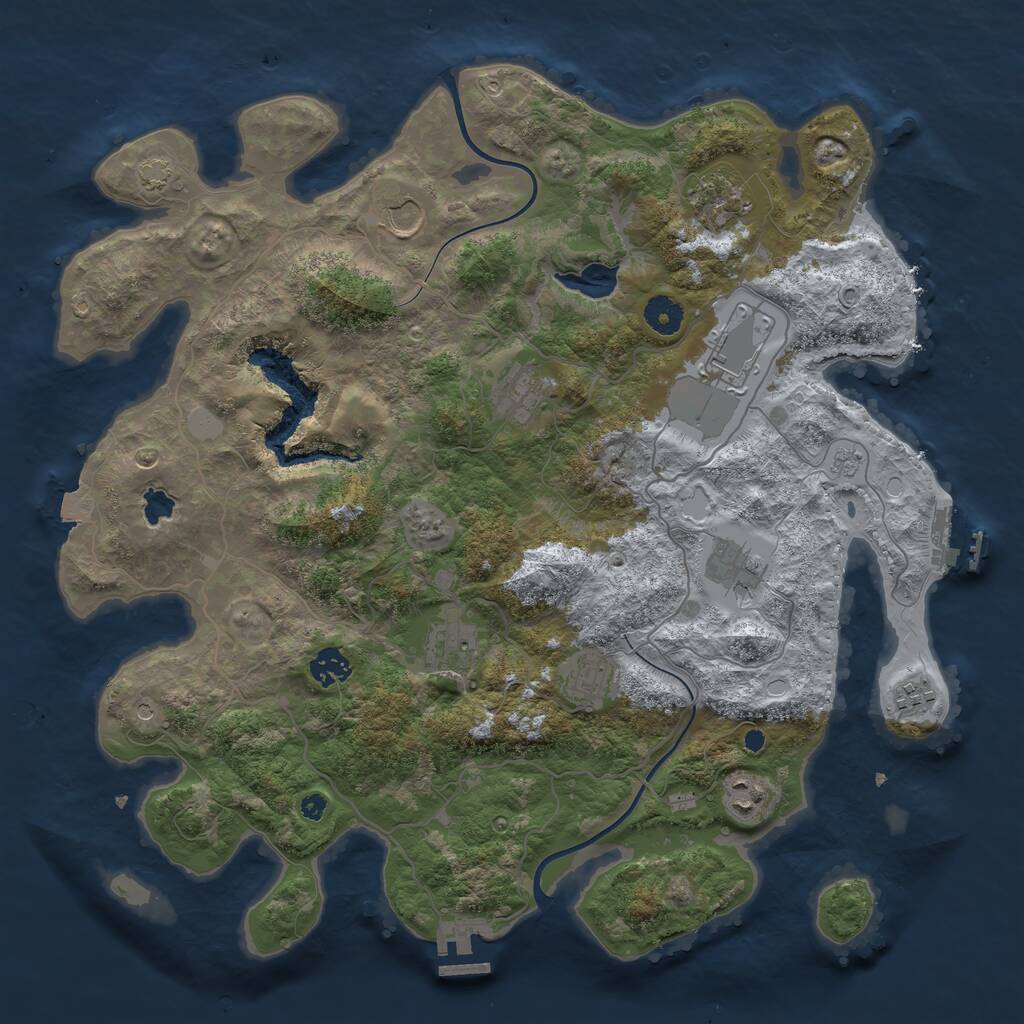 Rust Map: Procedural Map, Size: 4000, Seed: 31415254, 16 Monuments