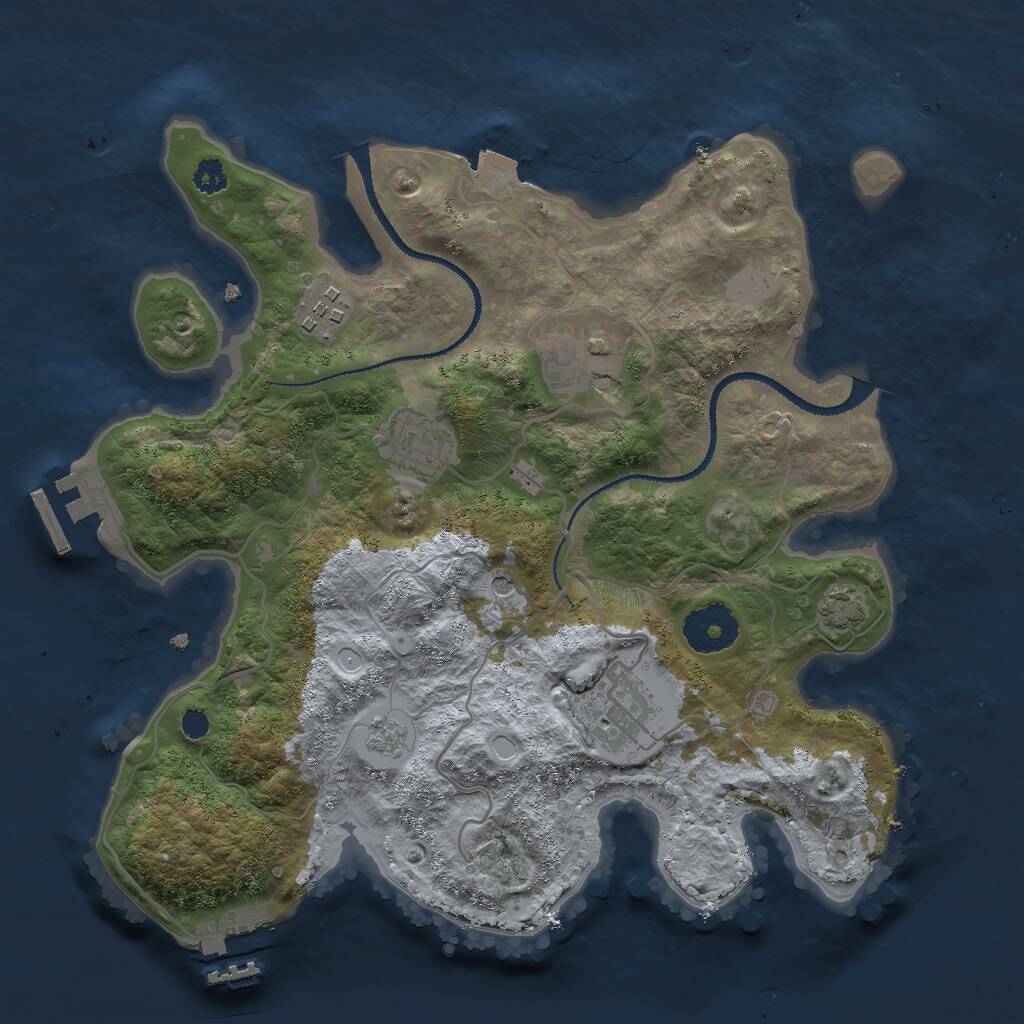 Rust Map: Procedural Map, Size: 3000, Seed: 1662281095, 10 Monuments