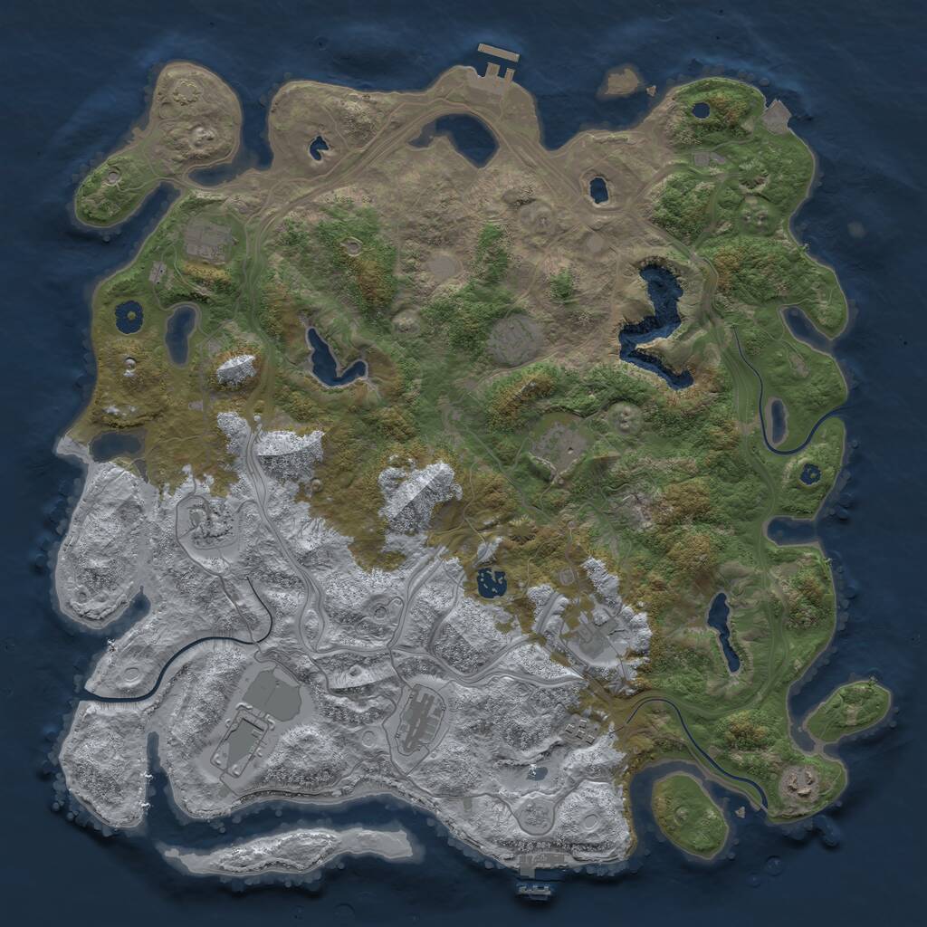 Rust Map: Procedural Map, Size: 4500, Seed: 3663, 16 Monuments