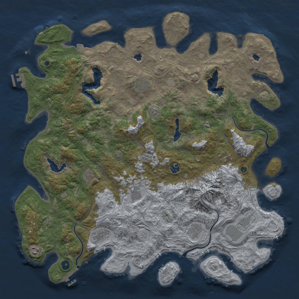 Rust Map: Procedural Map, Size: 5000, Seed: 1031363137, 16 Monuments