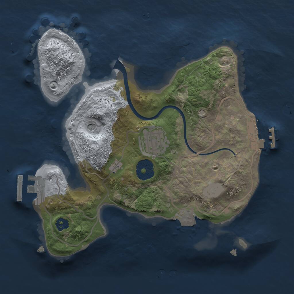 Rust Map: Procedural Map, Size: 2250, Seed: 298519568, 5 Monuments