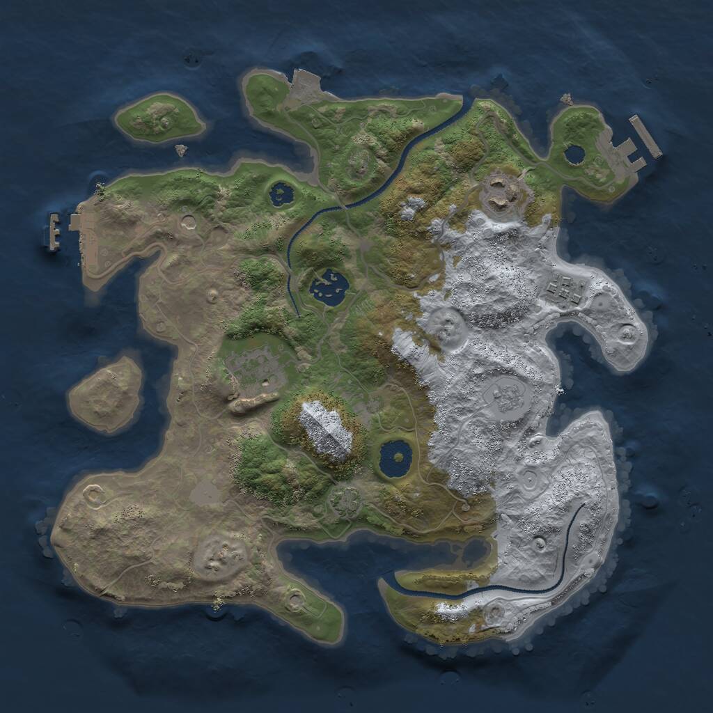 Rust Map: Procedural Map, Size: 3000, Seed: 17700, 10 Monuments