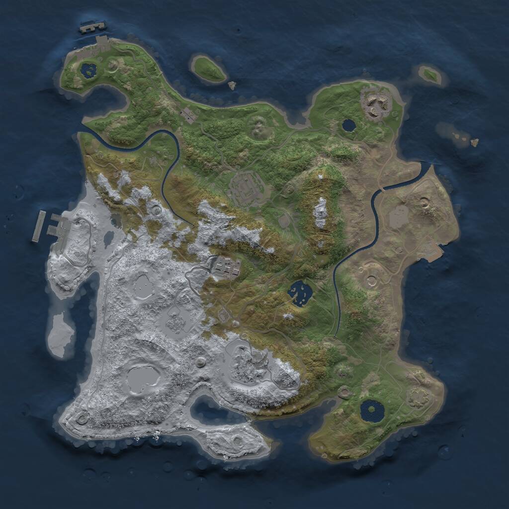 Rust Map: Procedural Map, Size: 3200, Seed: 386136470, 11 Monuments