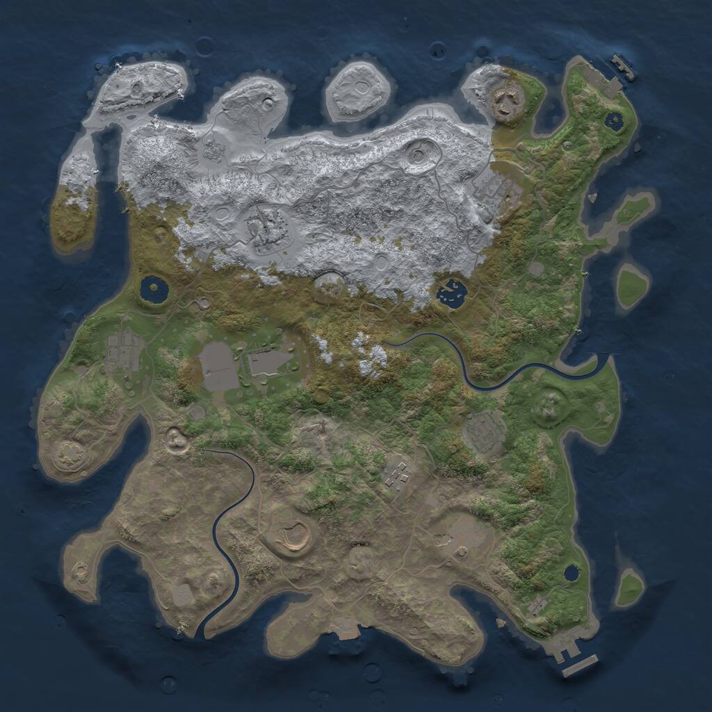 Rust Map: Procedural Map, Size: 3800, Seed: 4628441, 16 Monuments