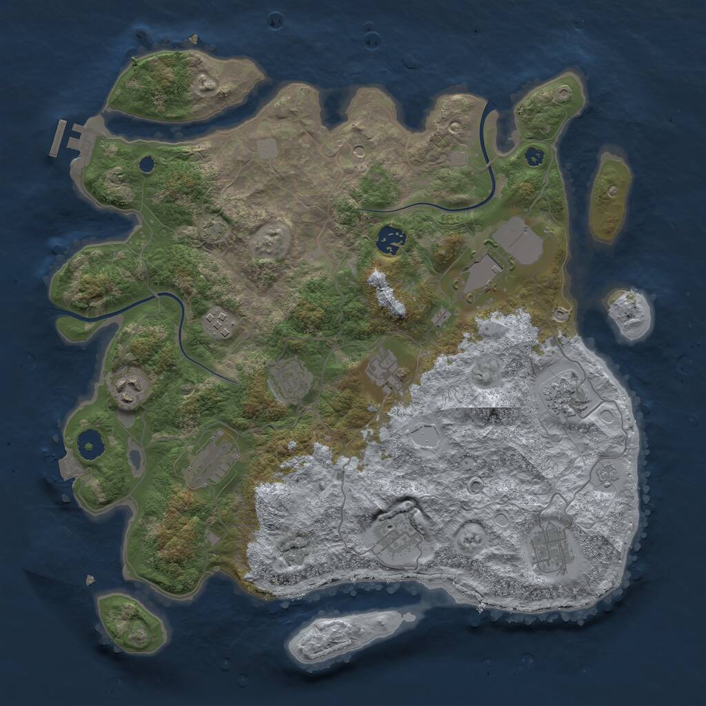 Rust Map: Procedural Map, Size: 3750, Seed: 2037721061, 15 Monuments