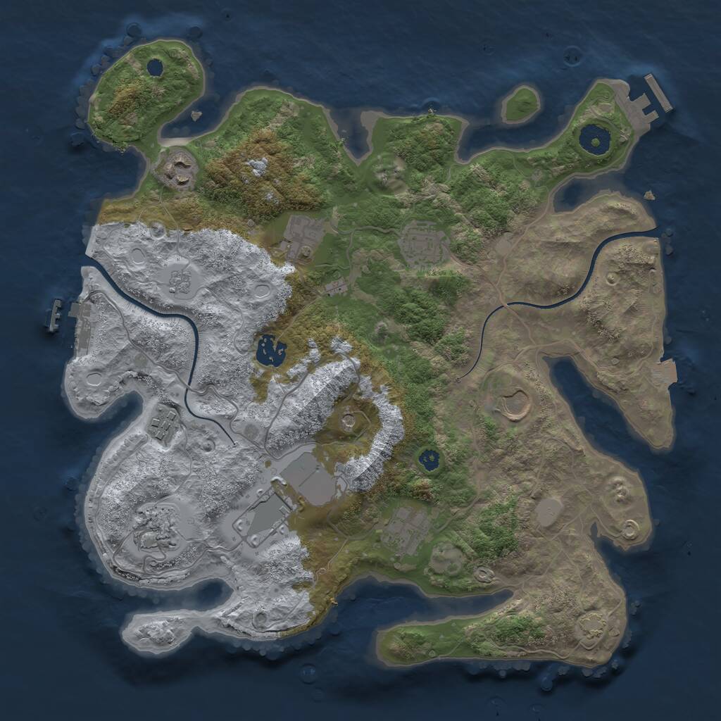 Rust Map: Procedural Map, Size: 3500, Seed: 20240102, 15 Monuments