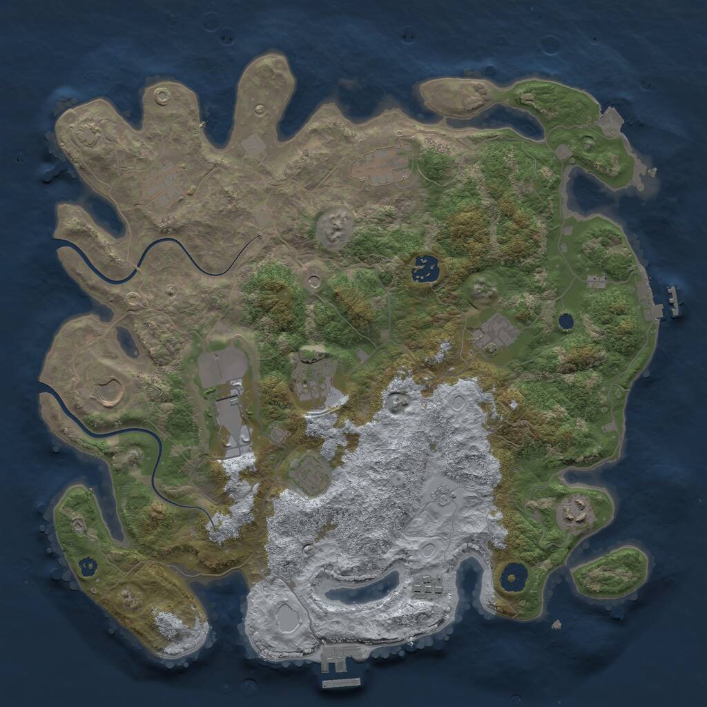 Rust Map: Procedural Map, Size: 3750, Seed: 777795472, 16 Monuments