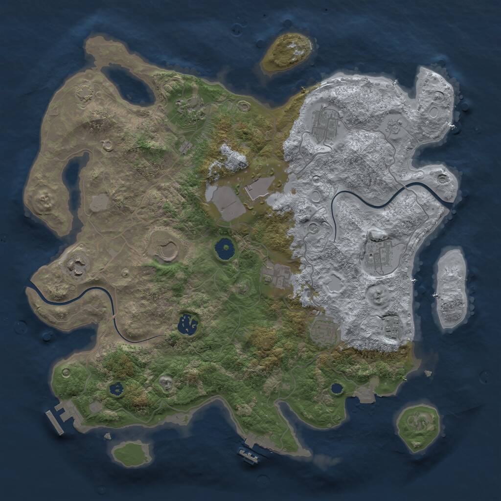 Rust Map: Procedural Map, Size: 3750, Seed: 1932739725, 16 Monuments