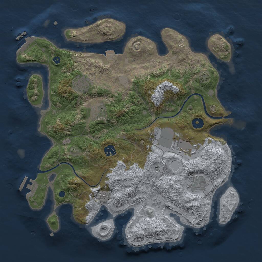 Rust Map: Procedural Map, Size: 3500, Seed: 195677829, 12 Monuments