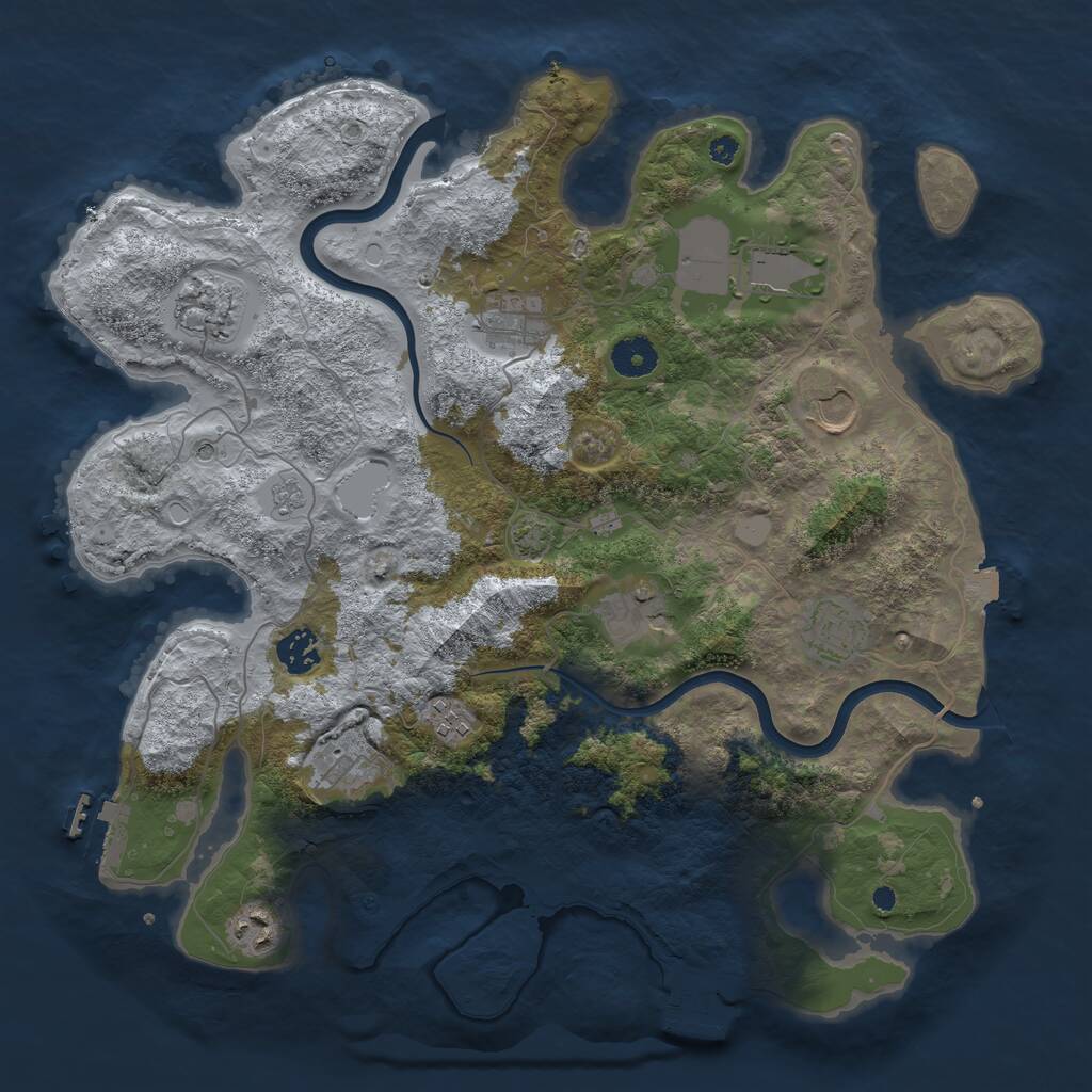 Rust Map: Procedural Map, Size: 3800, Seed: 7777743, 16 Monuments