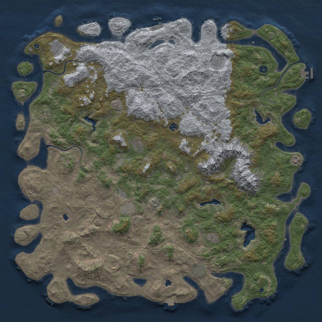 Rust Map: Procedural Map, Size: 6000, Seed: 2147422, 17 Monuments