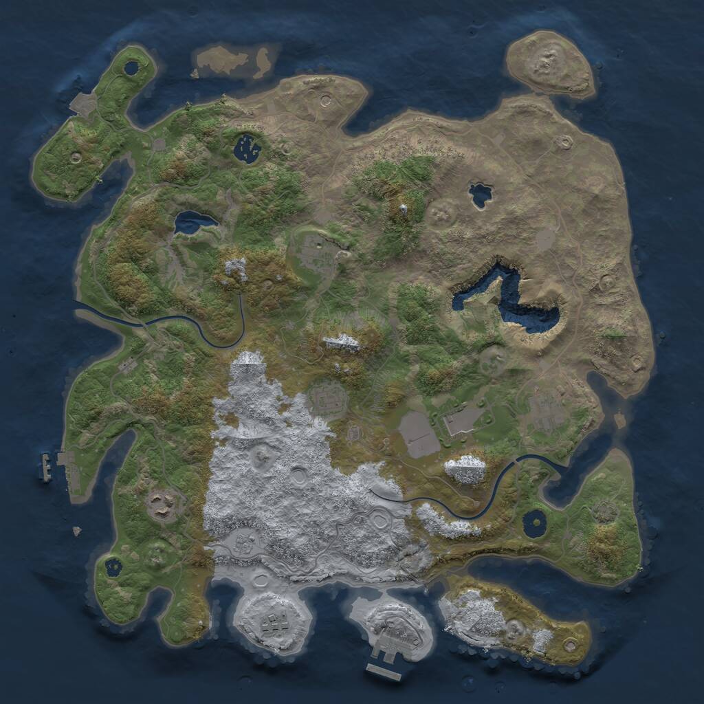 Rust Map: Procedural Map, Size: 4000, Seed: 1651367672, 13 Monuments