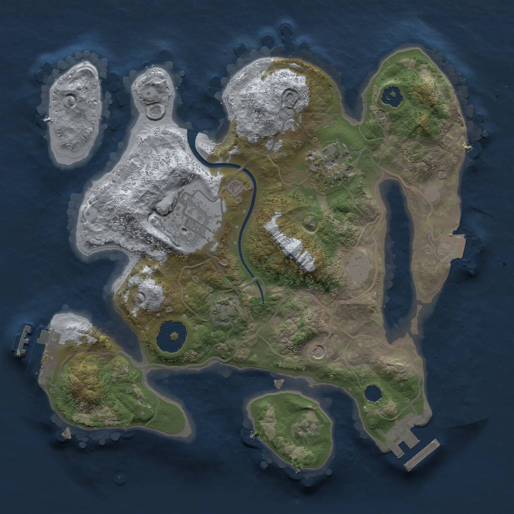 Rust Map: Procedural Map, Size: 2500, Seed: 430531711, 7 Monuments