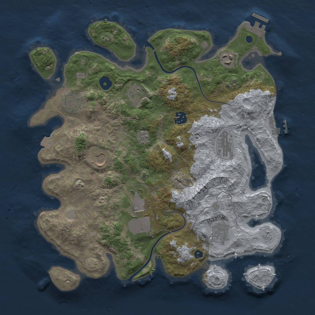 Rust Map: Procedural Map, Size: 3700, Seed: 1918765234, 14 Monuments