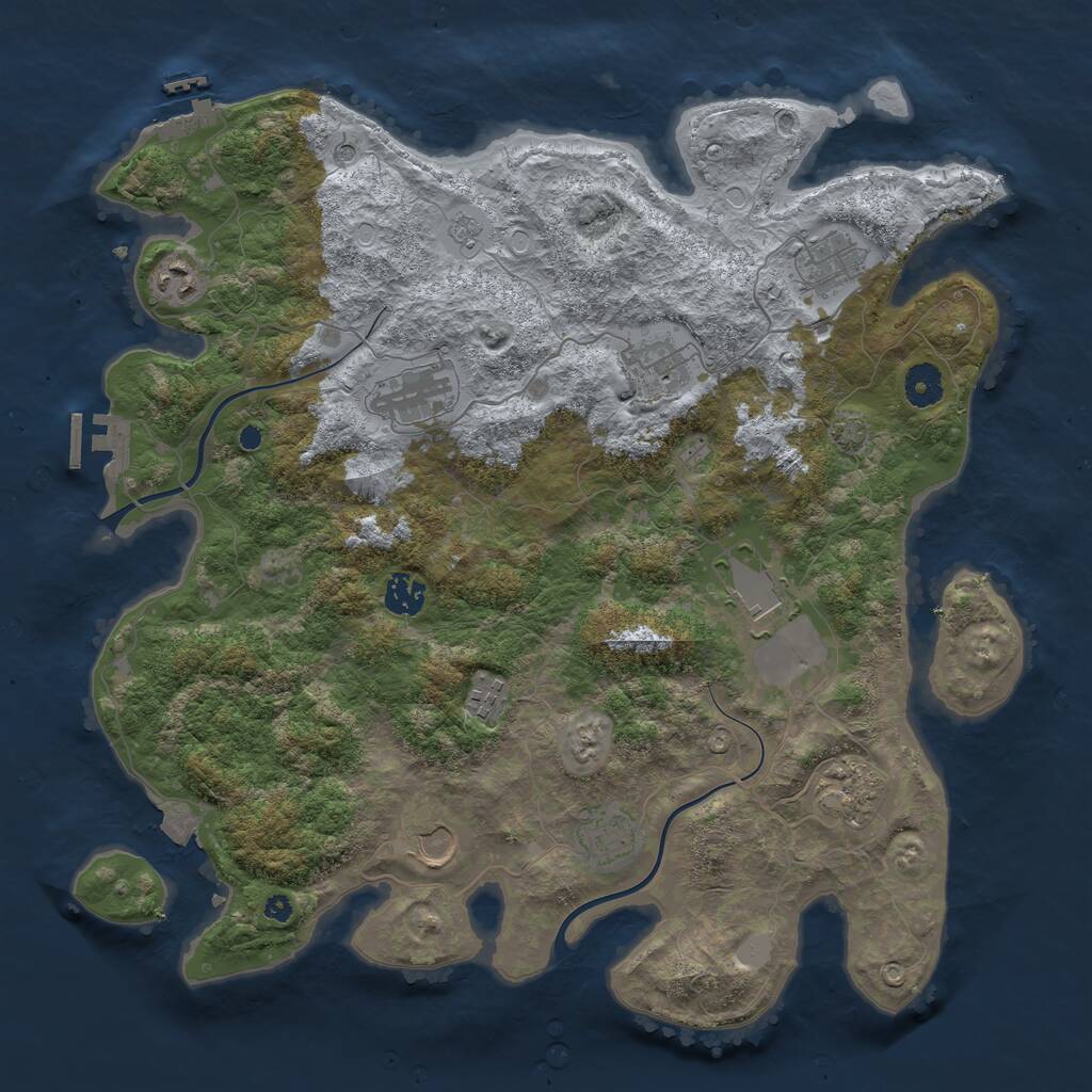 Rust Map: Procedural Map, Size: 3950, Seed: 655782043, 16 Monuments