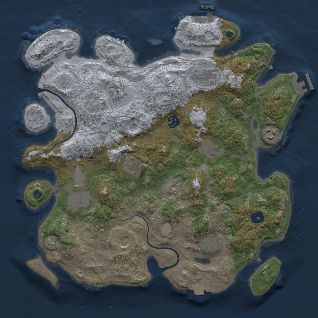 Rust Map: Procedural Map, Size: 3750, Seed: 412831029, 15 Monuments