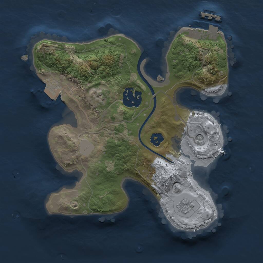 Rust Map: Procedural Map, Size: 2000, Seed: 642098009, 5 Monuments