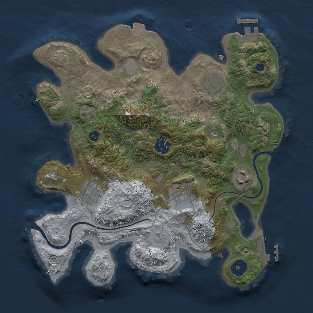Rust Map: Procedural Map, Size: 3000, Seed: 965022898, 11 Monuments