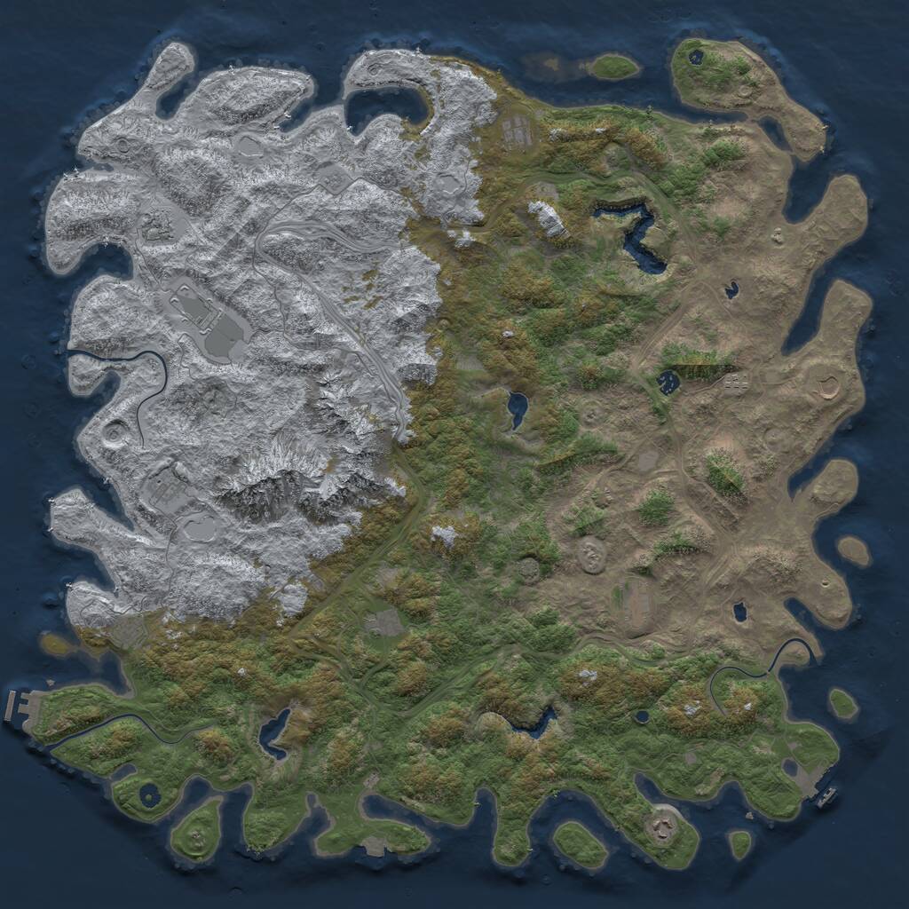 Rust Map: Procedural Map, Size: 6000, Seed: 932098657, 17 Monuments