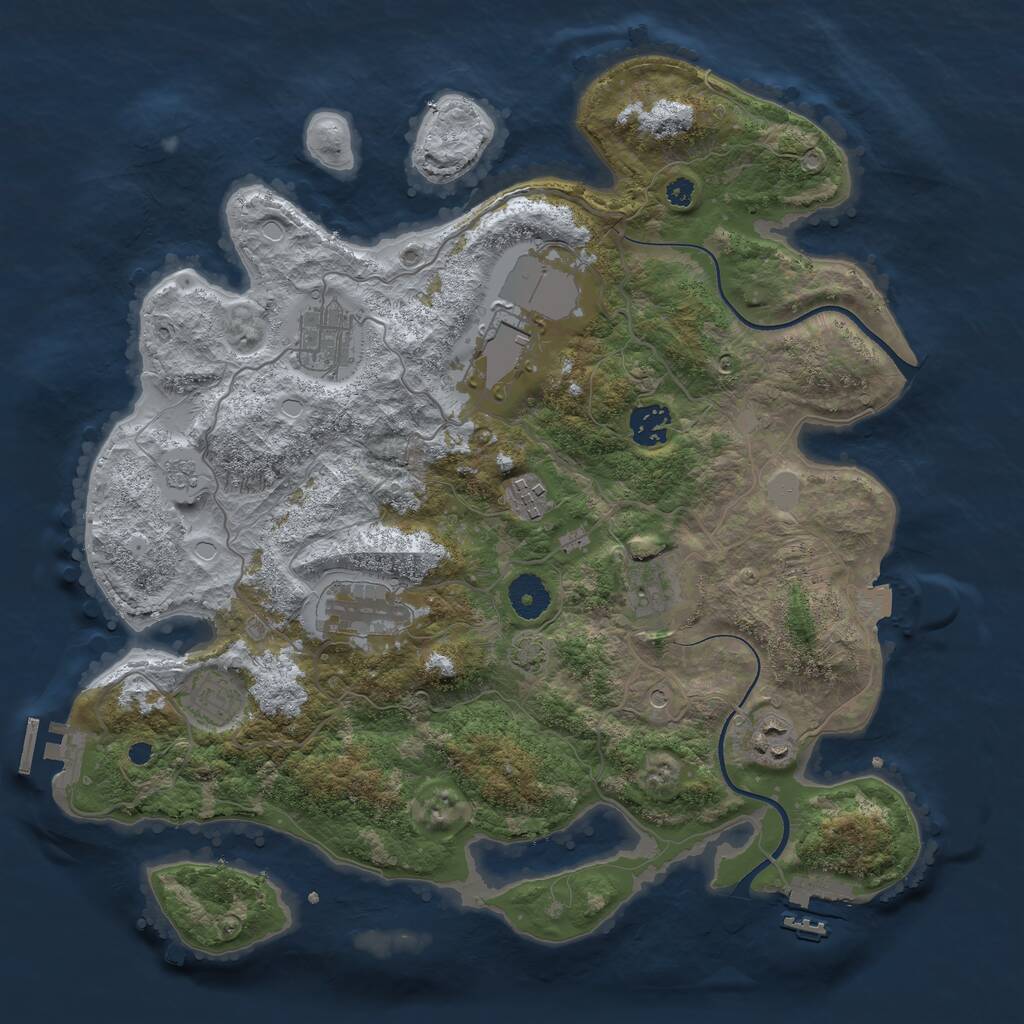 Rust Map: Procedural Map, Size: 3650, Seed: 29149, 14 Monuments