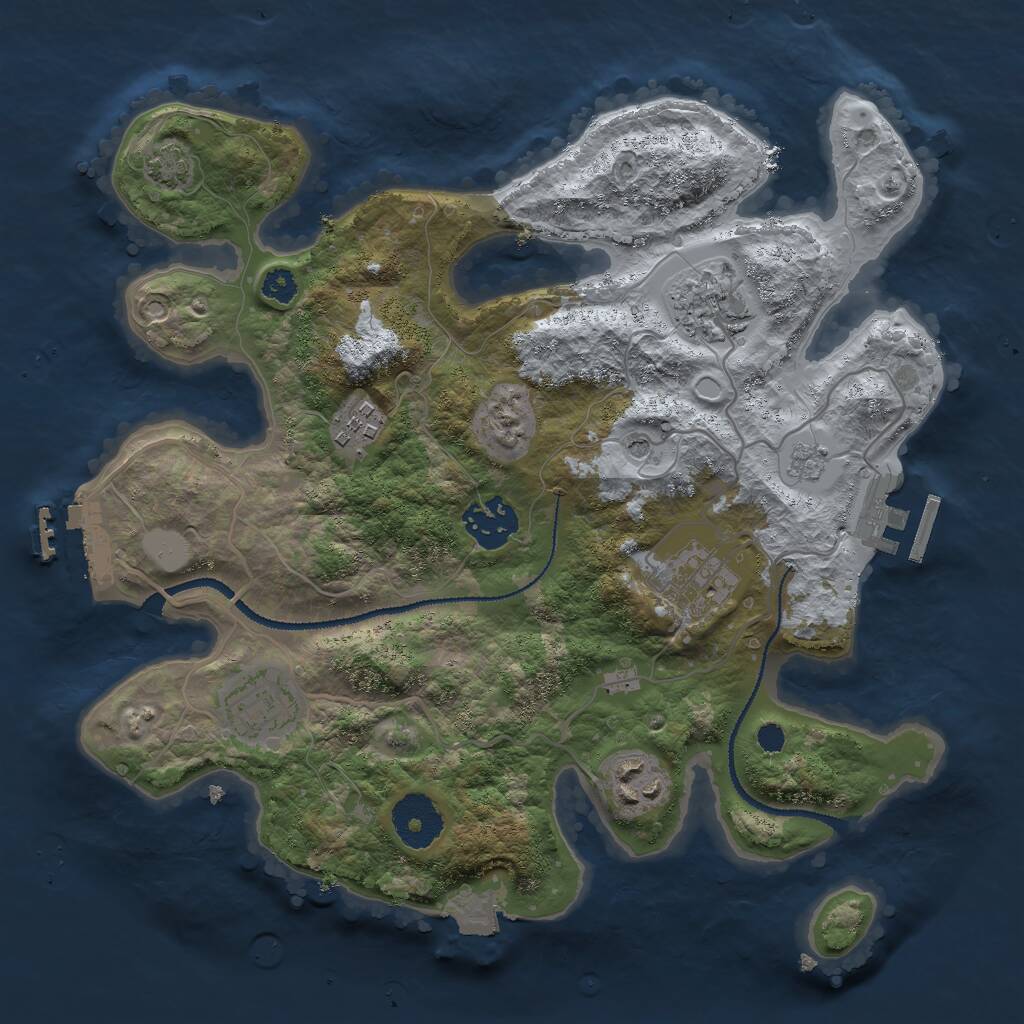 Rust Map: Procedural Map, Size: 3000, Seed: 25459, 12 Monuments