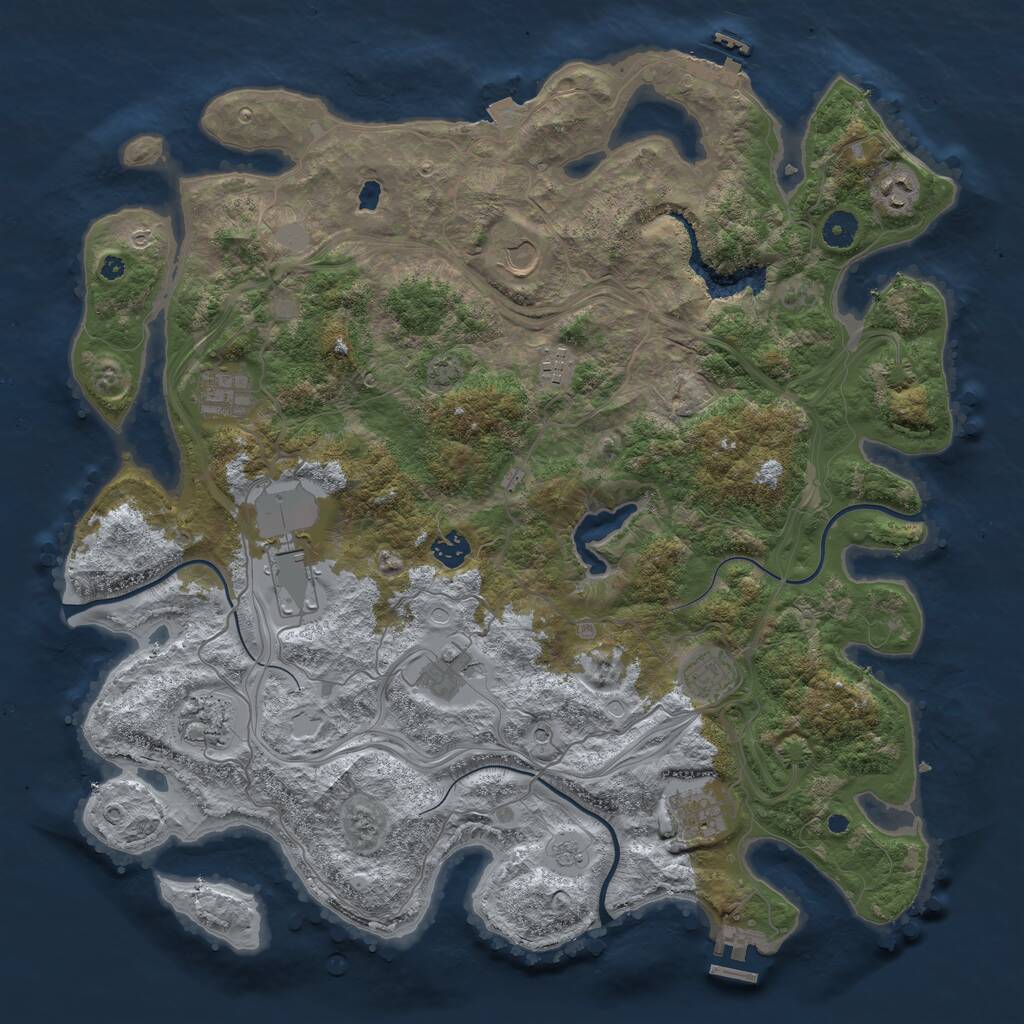 Rust Map: Procedural Map, Size: 4300, Seed: 1157740005, 16 Monuments