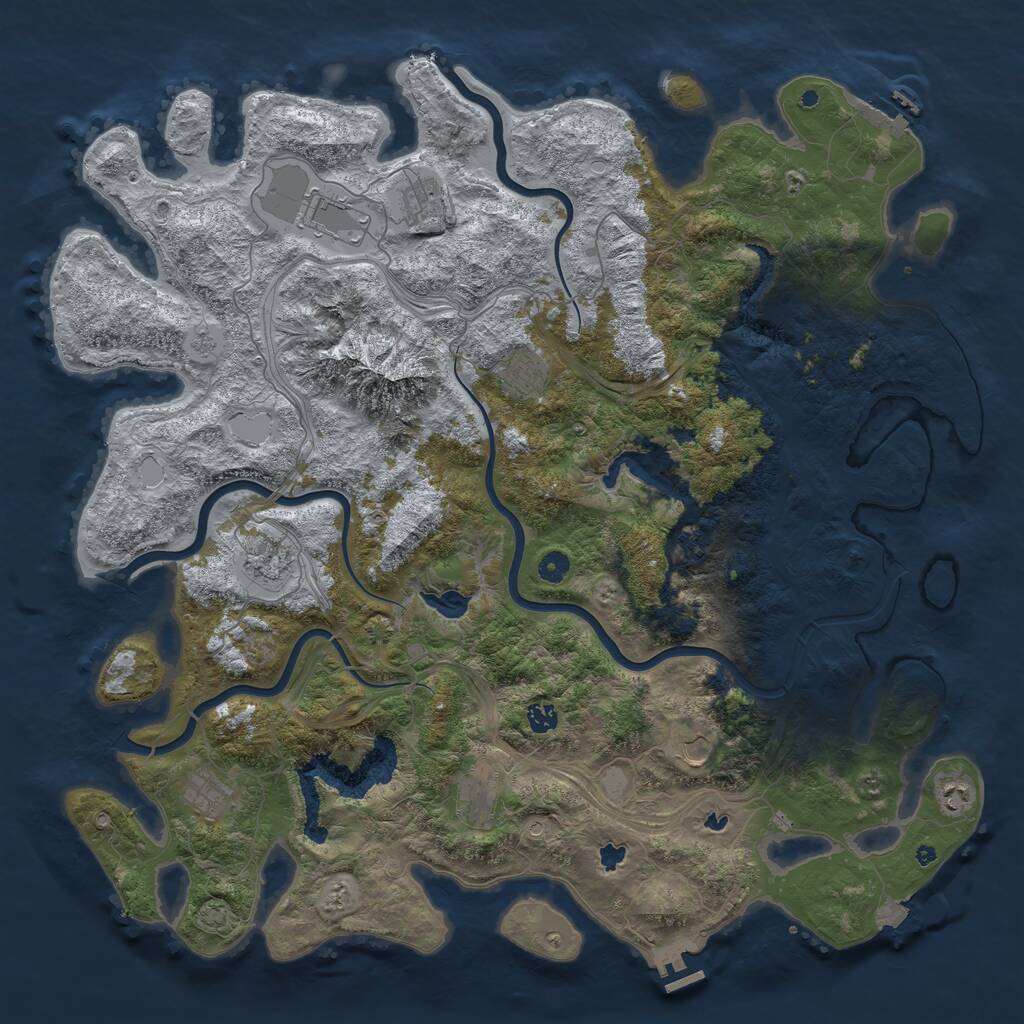 Rust Map: Procedural Map, Size: 5000, Seed: 36562211, 16 Monuments