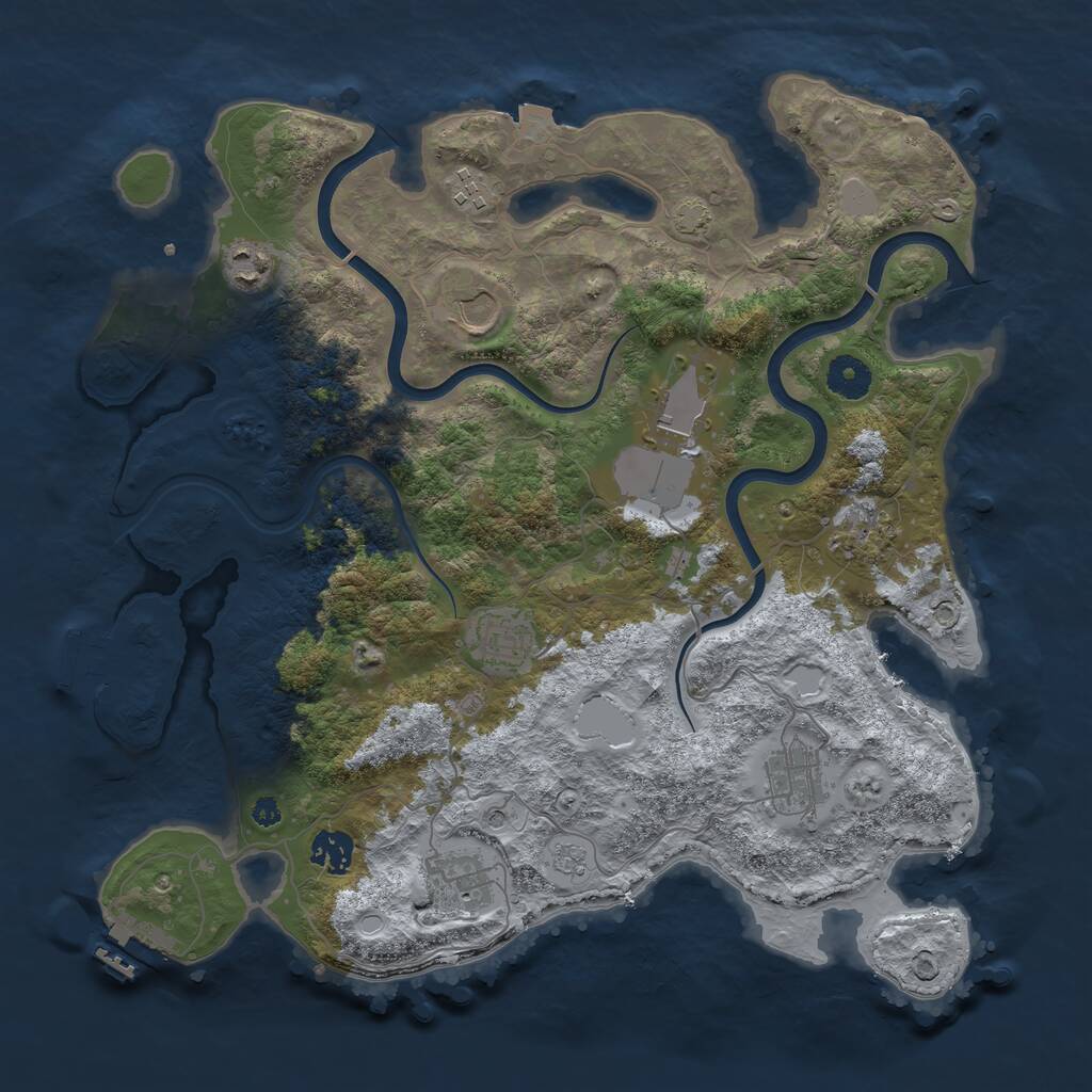 Rust Map: Procedural Map, Size: 3750, Seed: 886402755, 15 Monuments