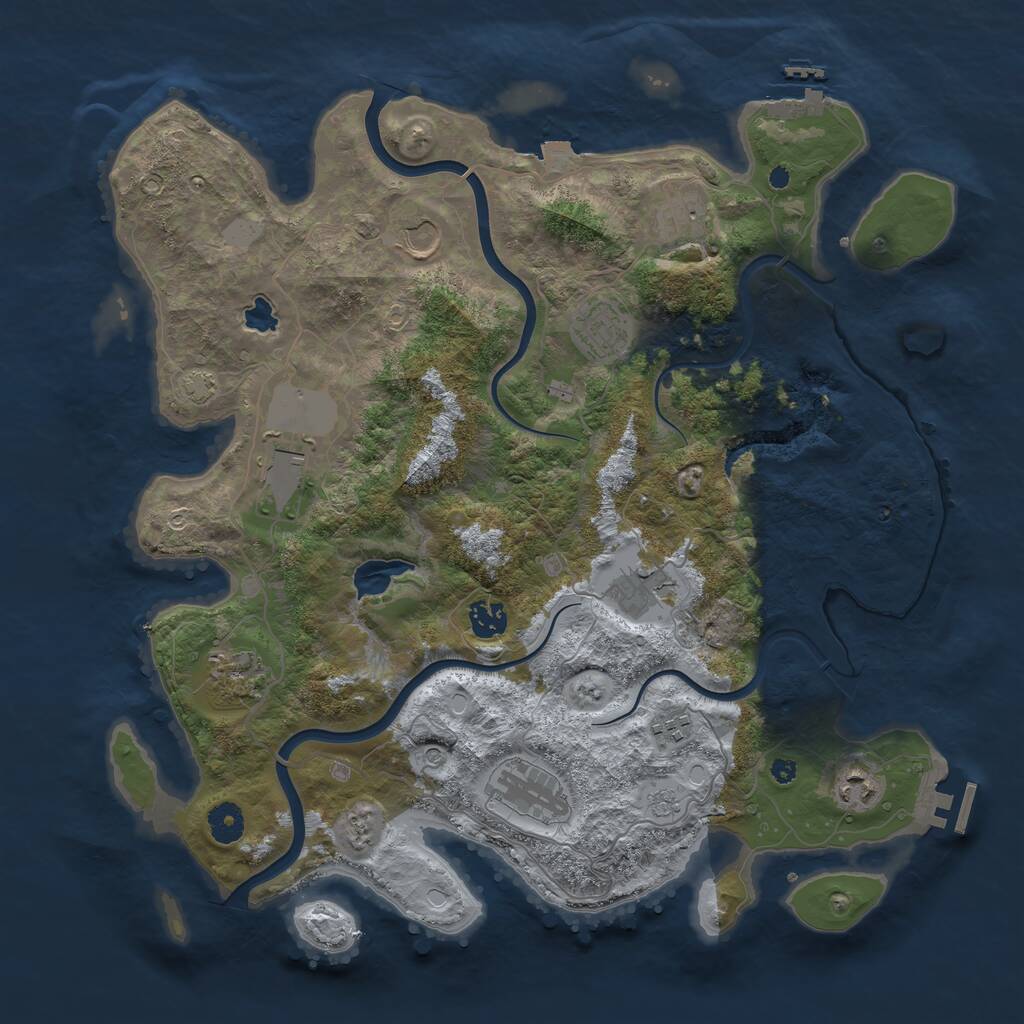 Rust Map: Procedural Map, Size: 4000, Seed: 49950, 16 Monuments