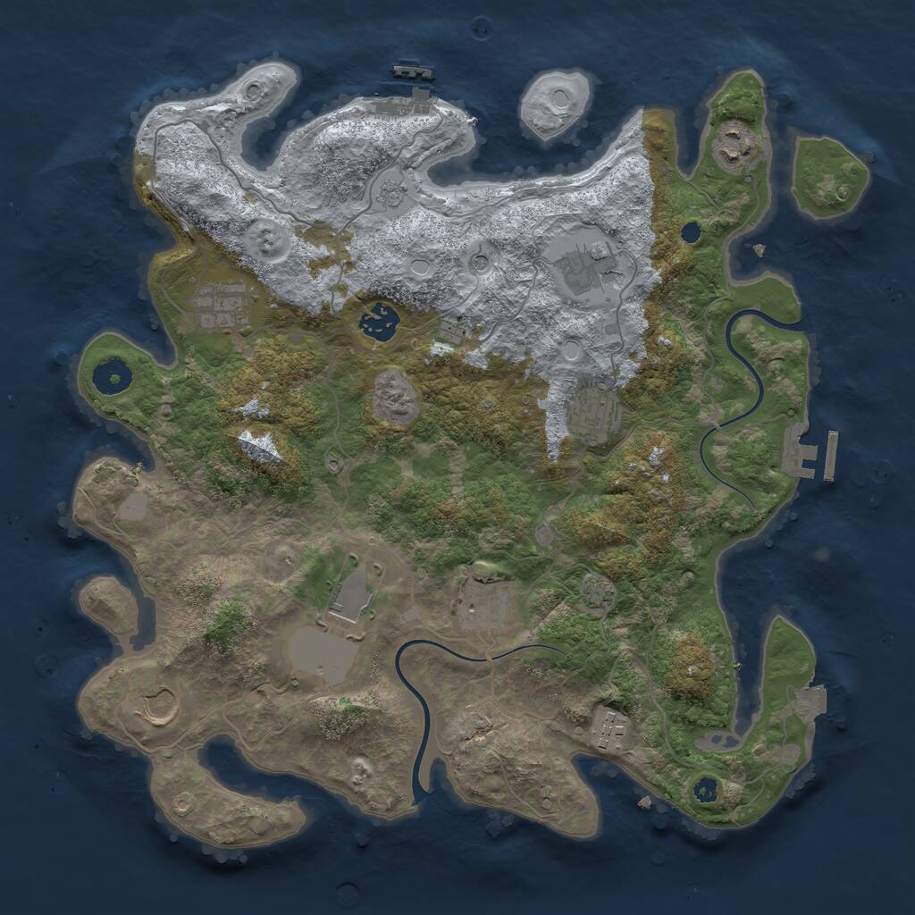 Rust Map: Procedural Map, Size: 3700, Seed: 1267221334, 15 Monuments