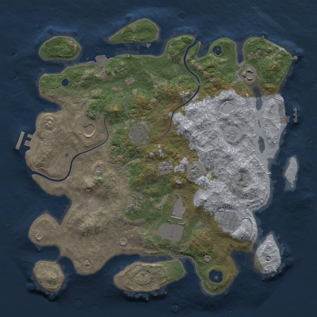 Rust Map: Procedural Map, Size: 3500, Seed: 620708090, 13 Monuments
