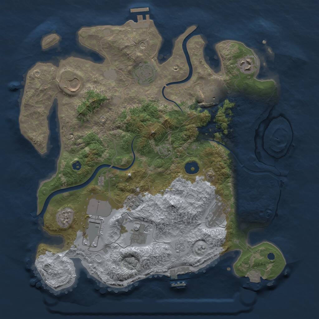 Rust Map: Procedural Map, Size: 3500, Seed: 25286351, 14 Monuments