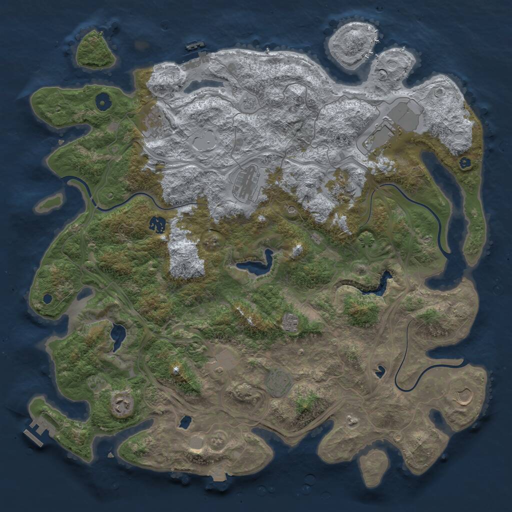 Rust Map: Procedural Map, Size: 4500, Seed: 1741888473, 16 Monuments