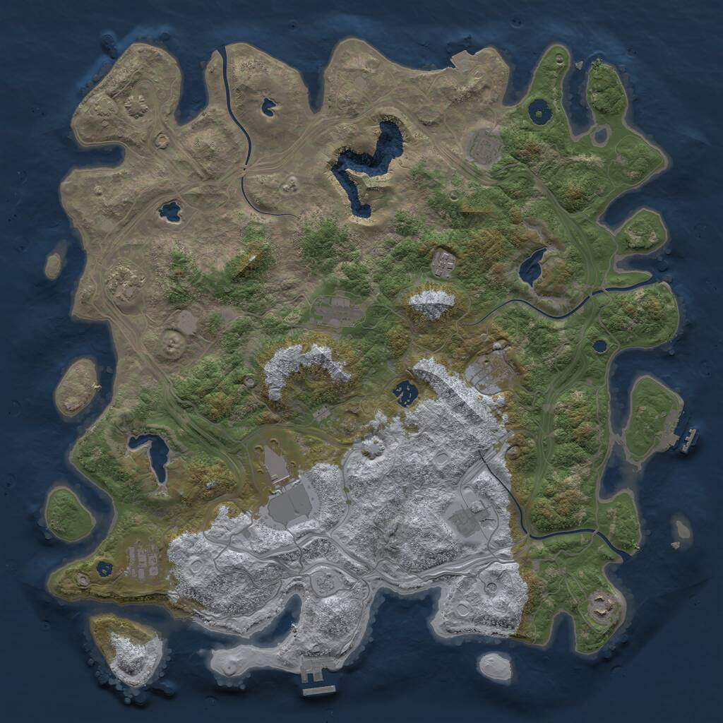 Rust Map: Procedural Map, Size: 4500, Seed: 1316986803, 16 Monuments