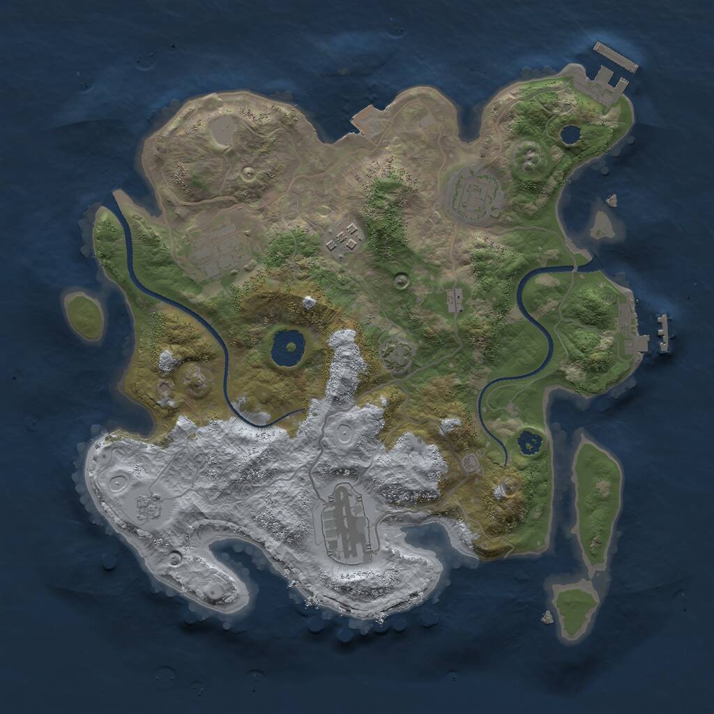 Rust Map: Procedural Map, Size: 3000, Seed: 8642510, 9 Monuments