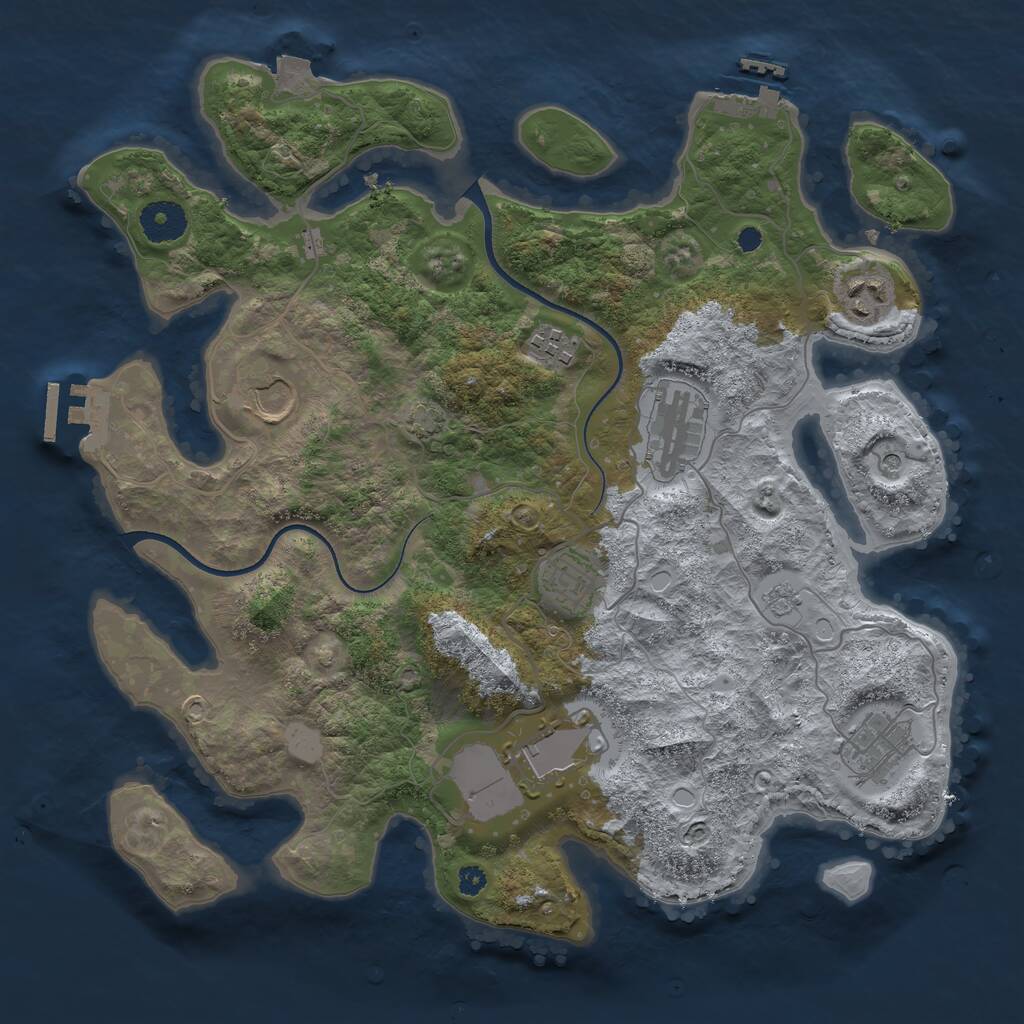 Rust Map: Procedural Map, Size: 3500, Seed: 123487, 13 Monuments