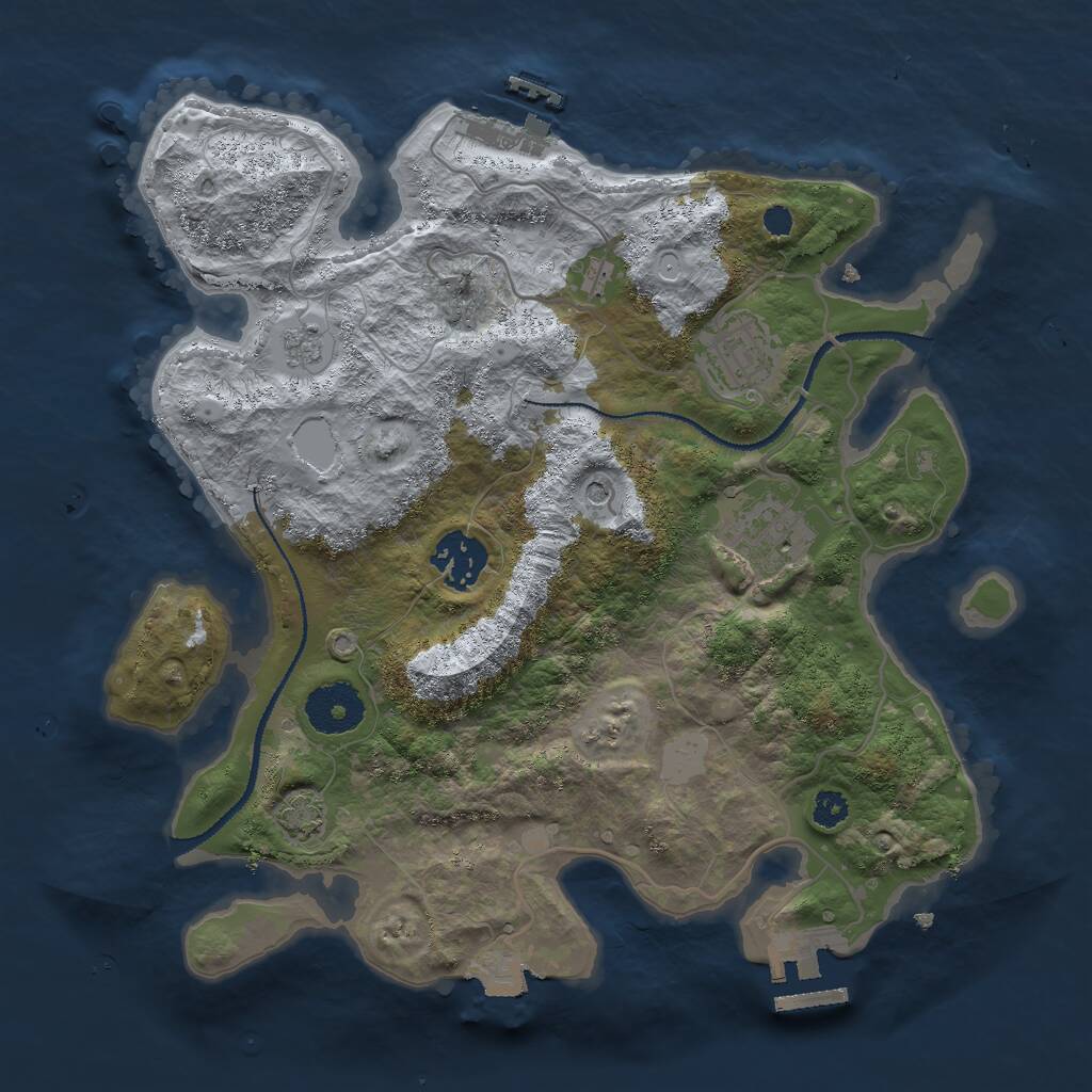 Rust Map: Procedural Map, Size: 3000, Seed: 1447582919, 9 Monuments