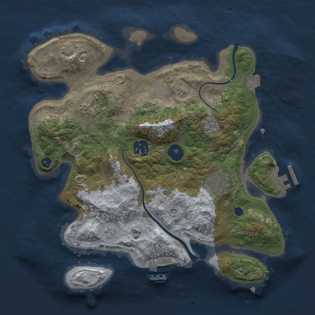 Rust Map: Procedural Map, Size: 3000, Seed: 691306923, 10 Monuments