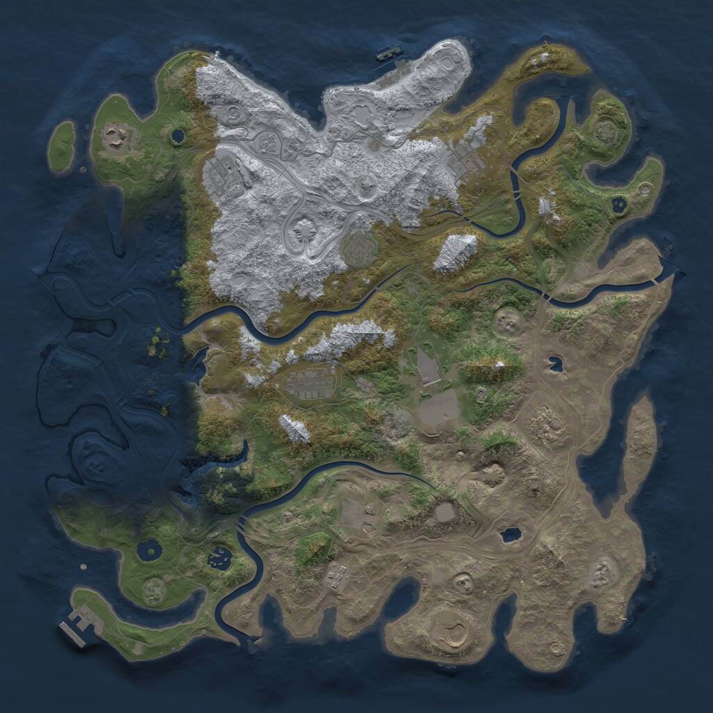 Rust Map: Procedural Map, Size: 4500, Seed: 1957124831, 17 Monuments