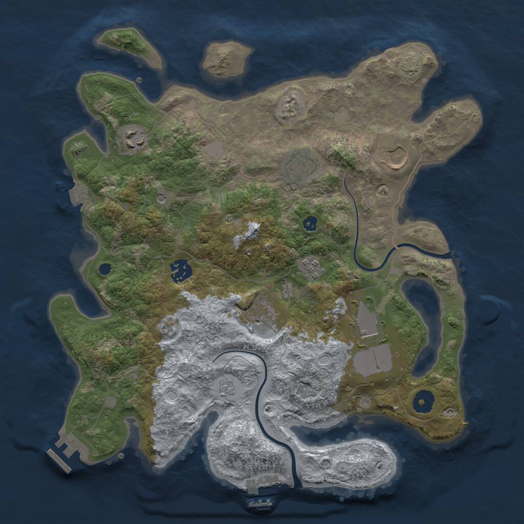 Rust Map: Procedural Map, Size: 3500, Seed: 1813578162, 13 Monuments