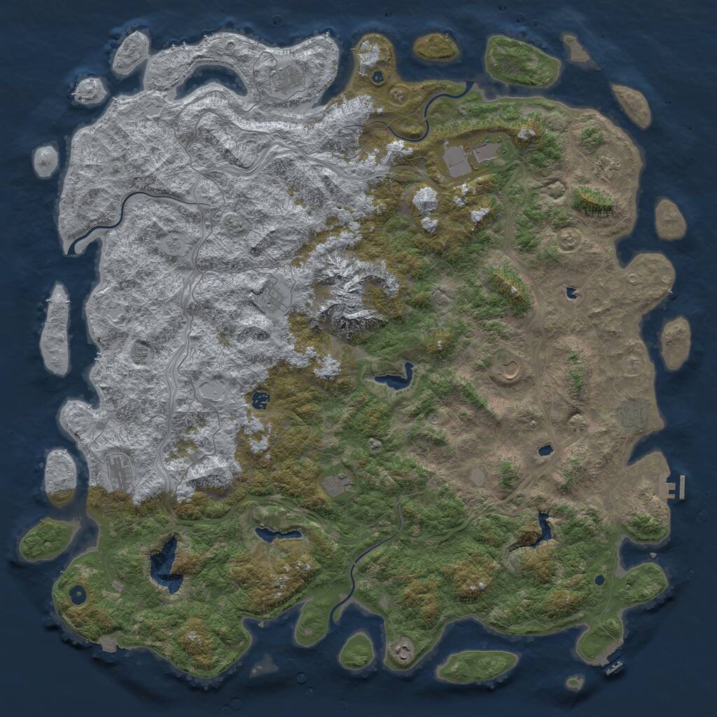 Rust Map: Procedural Map, Size: 6000, Seed: 41522444, 17 Monuments