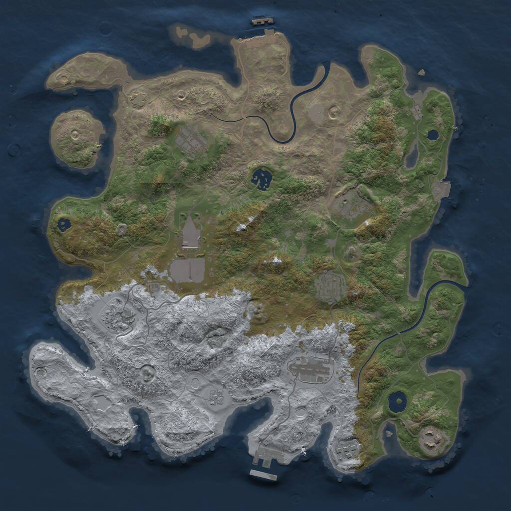 Rust Map: Procedural Map, Size: 3777, Seed: 7251997, 14 Monuments
