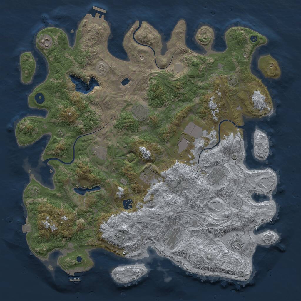 Rust Map: Procedural Map, Size: 4400, Seed: 7464325, 16 Monuments