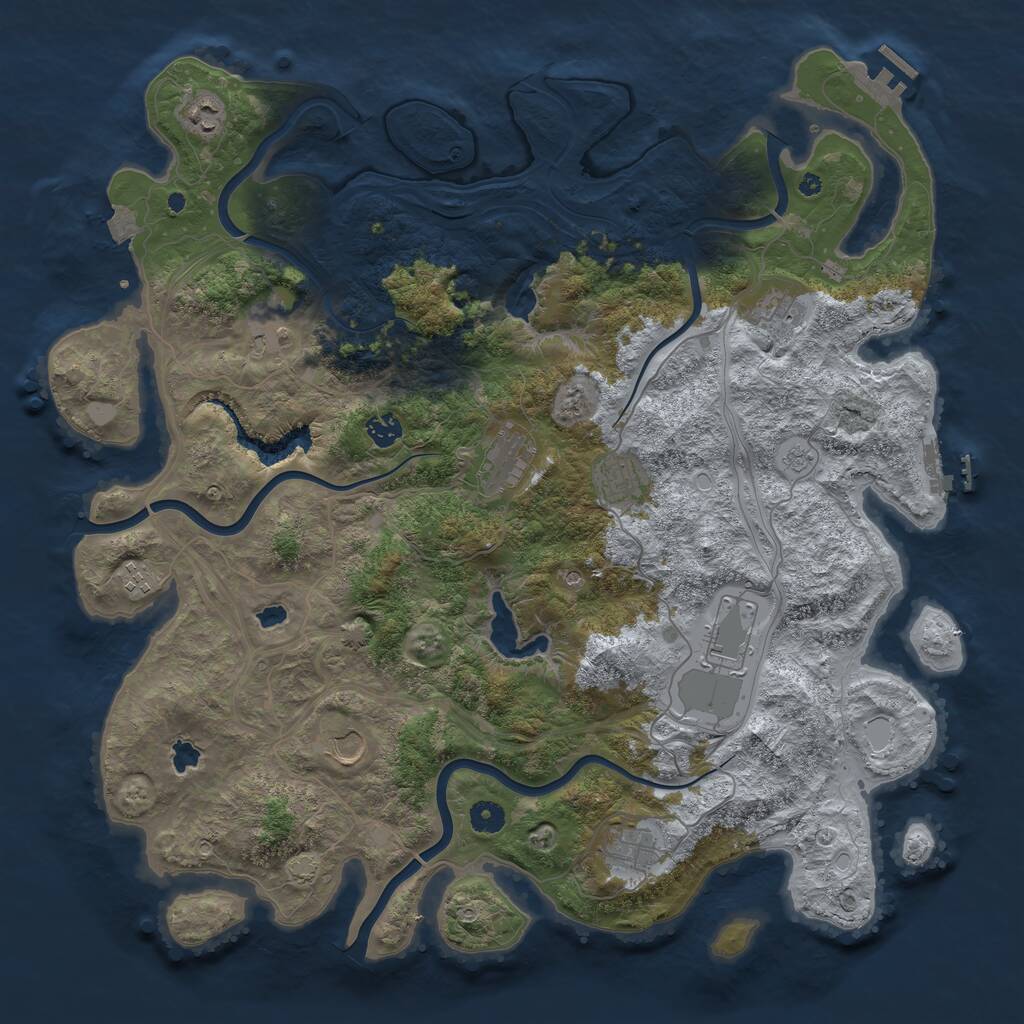 Rust Map: Procedural Map, Size: 4500, Seed: 615345130, 16 Monuments