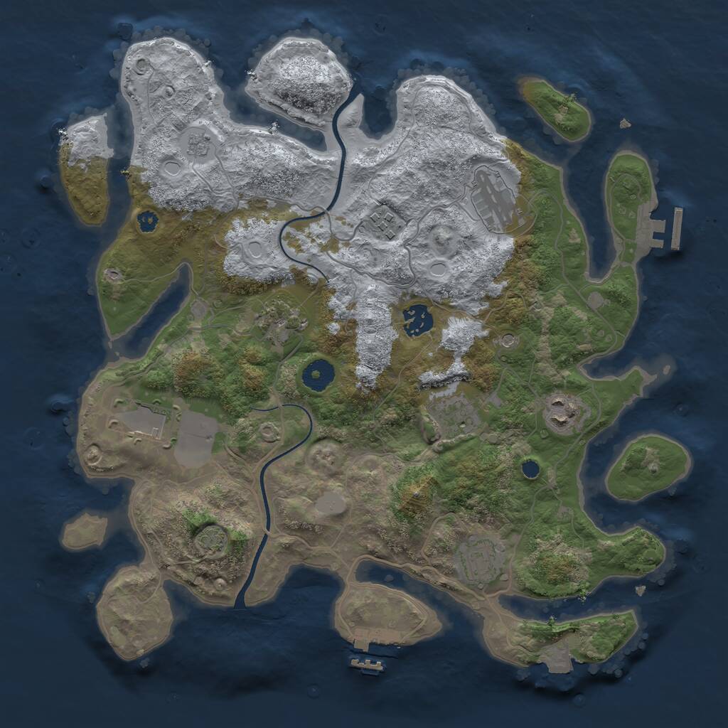 Rust Map: Procedural Map, Size: 3500, Seed: 281655898, 14 Monuments