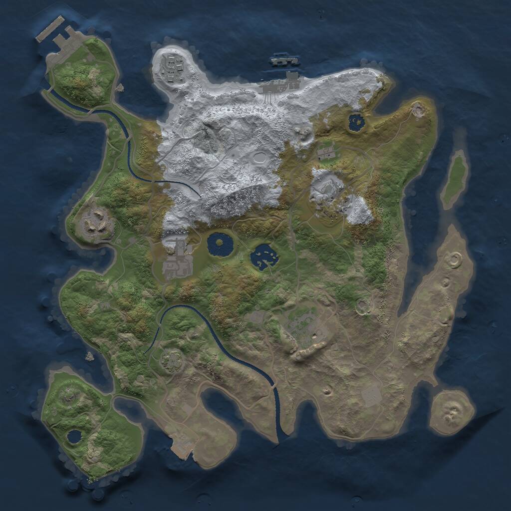 Rust Map: Procedural Map, Size: 3000, Seed: 28572, 10 Monuments
